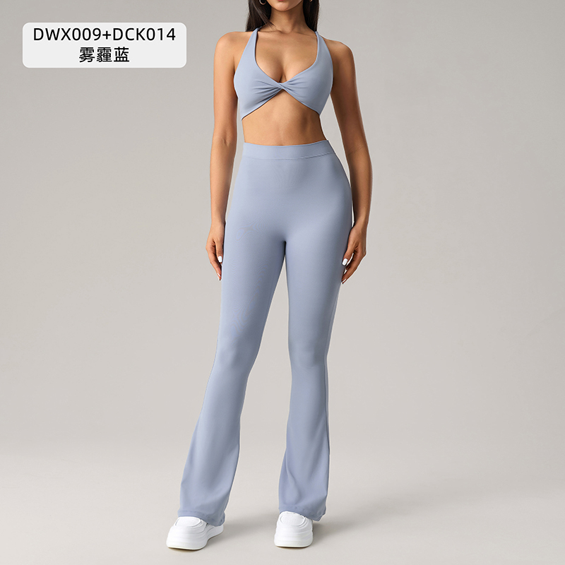 Women's Twist - Front Sports Bra and Flare Leggings Set - Dragon Fruit Pink Activewear