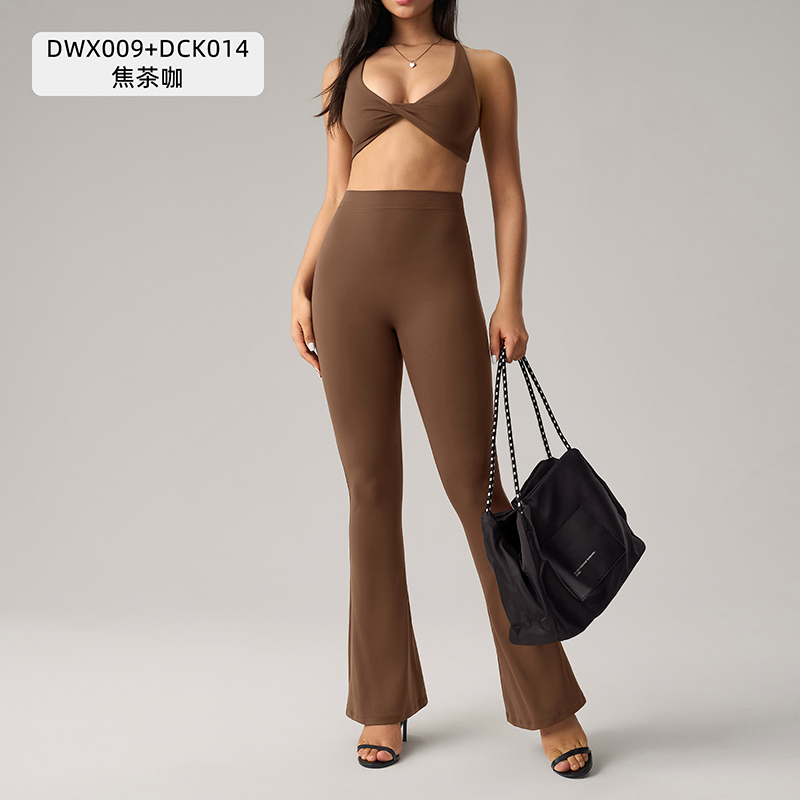 Women's Twist - Front Sports Bra and Flare Leggings Set - Dragon Fruit Pink Activewear