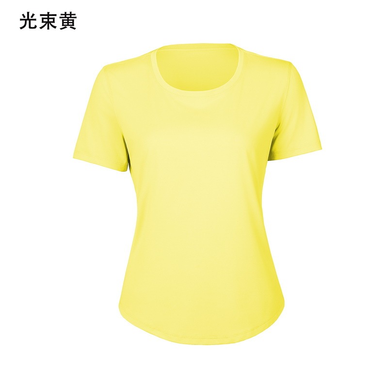 Women's Light Blue Crew Neck Short Sleeve Workout Tee, Athletic Yoga T - Shirt