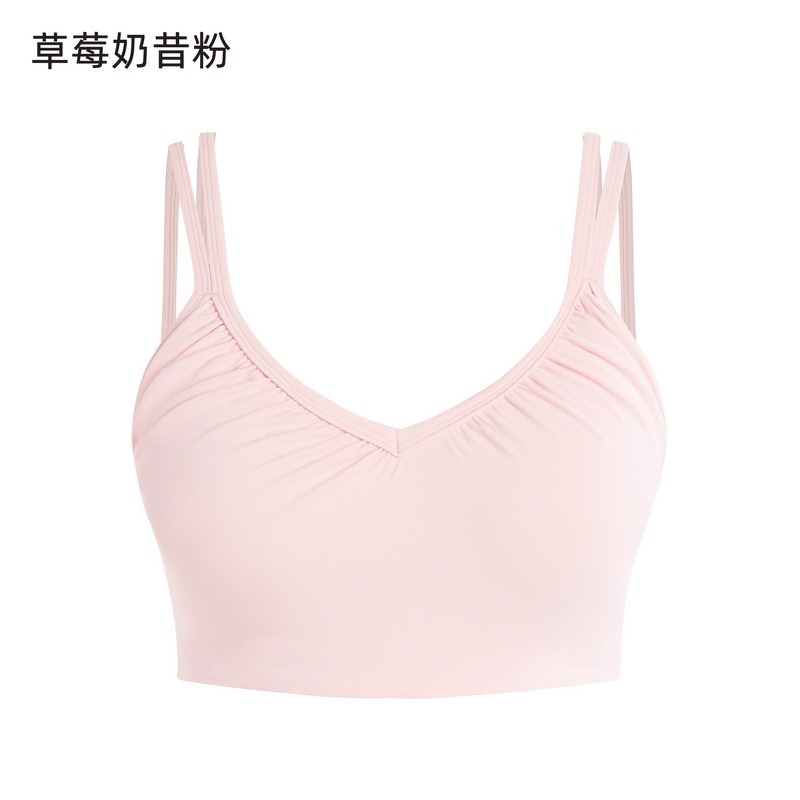 Women's Light Blue V-Neck Sports Bra - Padded Seamless Yoga Bra with Adjustable Straps for Workout, Fitness, and Everyday Wear