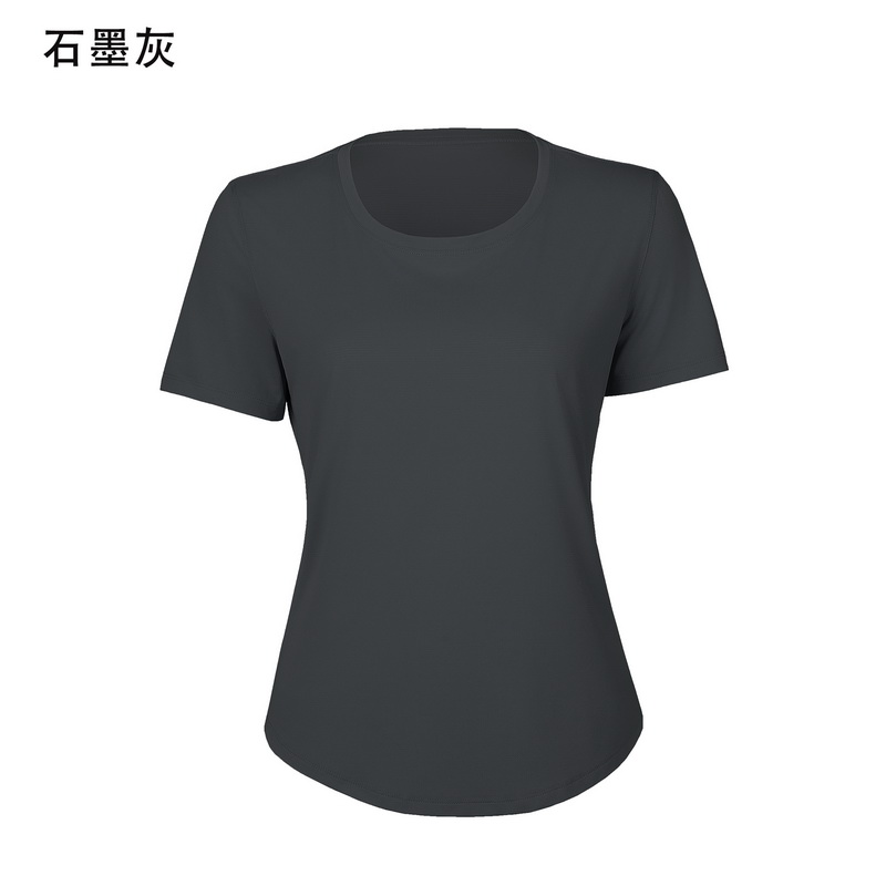 Women's Light Blue Crew Neck Short Sleeve Workout Tee, Athletic Yoga T - Shirt