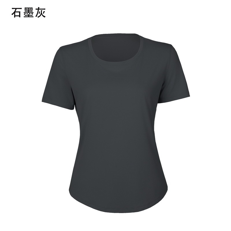 Women's Light Blue Crew Neck Short Sleeve Workout Tee, Athletic Yoga T - Shirt