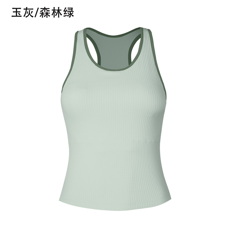 Women's Ribbed Racerback Crop Tank Top - Light Blue Sleeveless Slim Fit Athletic Workout Shirt