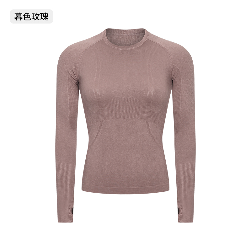 Women's Seamless Long - Sleeve Yoga Top, Crew Neck Athletic Workout Shirt