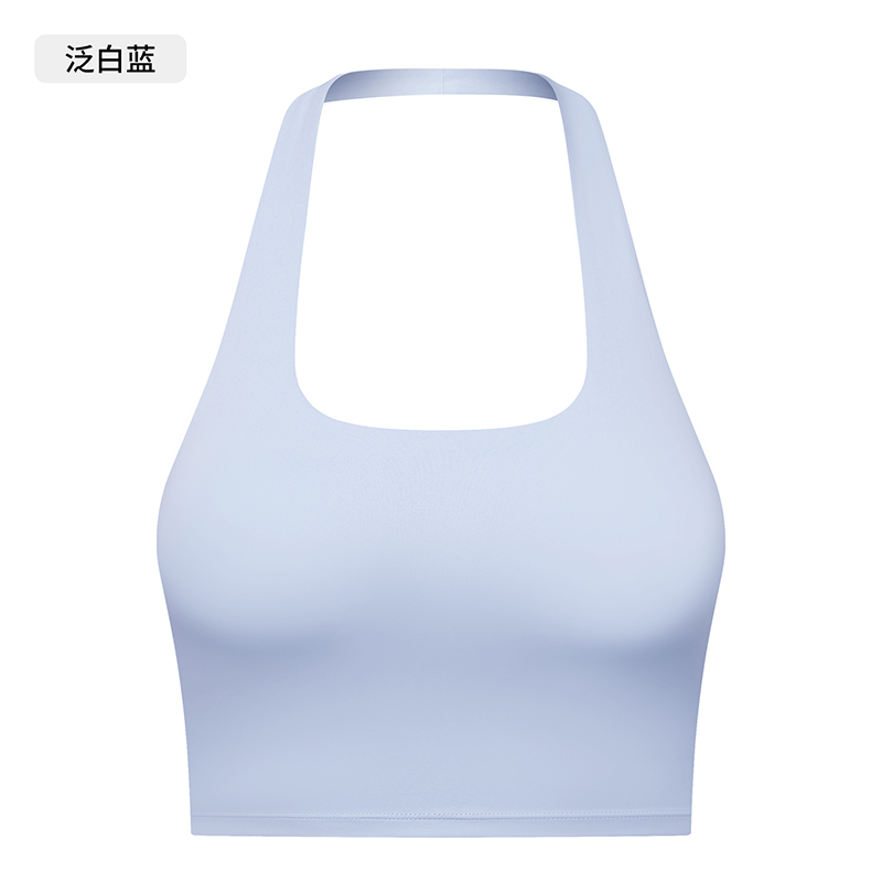 Women's Light Blue Halter Neck Sports Bra, Crop Top for Yoga, Gym & Fitness Workouts
