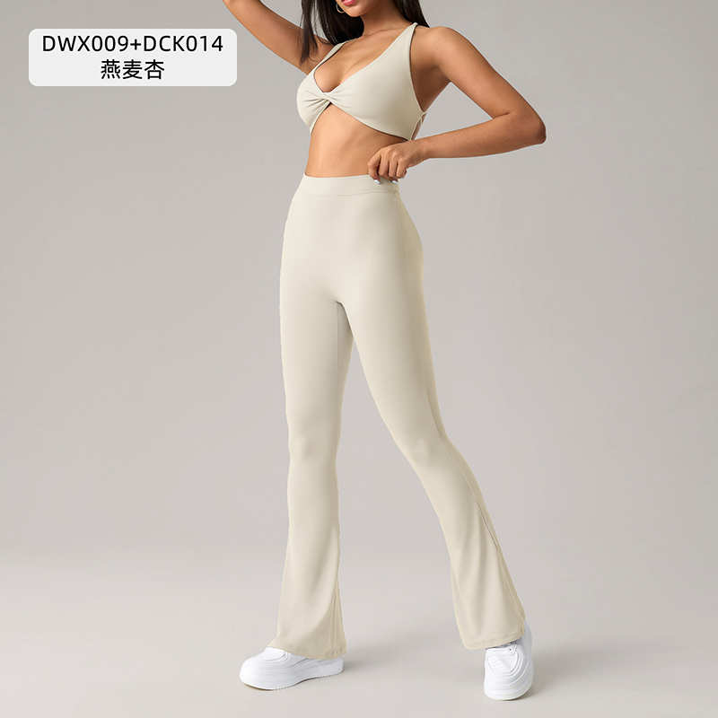 Women's Twist - Front Sports Bra and Flare Leggings Set - Dragon Fruit Pink Activewear