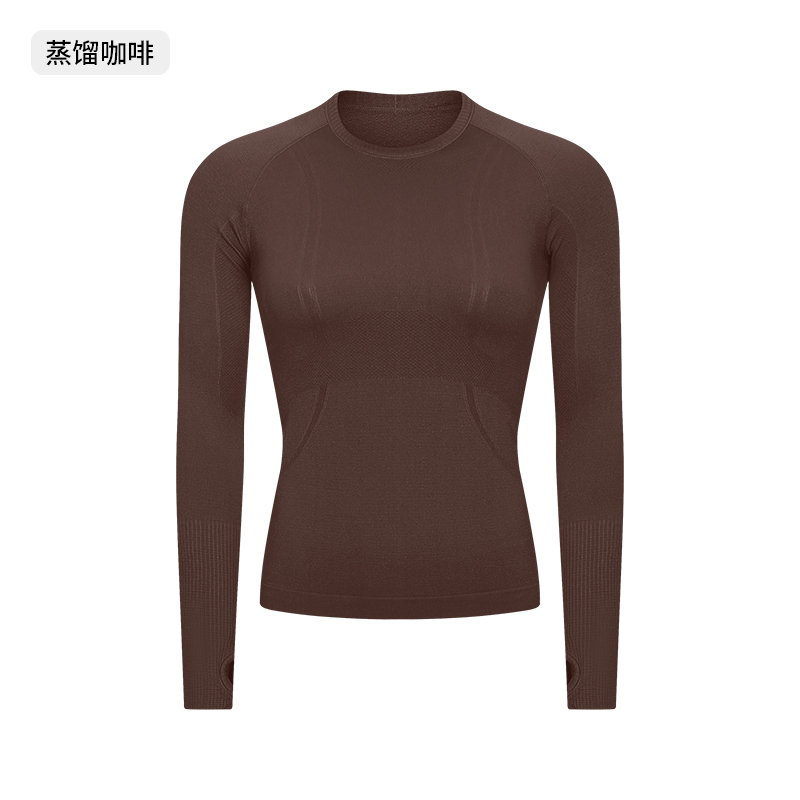 Women's Seamless Long - Sleeve Yoga Top, Crew Neck Athletic Workout Shirt
