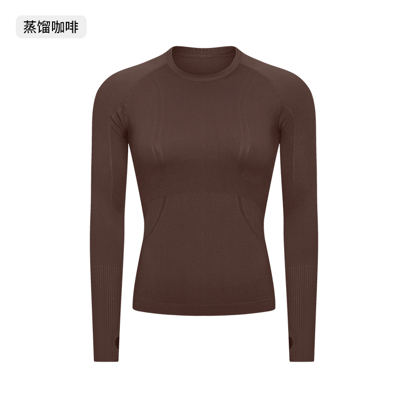 Women's Seamless Long - Sleeve Yoga Top, Crew Neck Athletic Workout Shirt