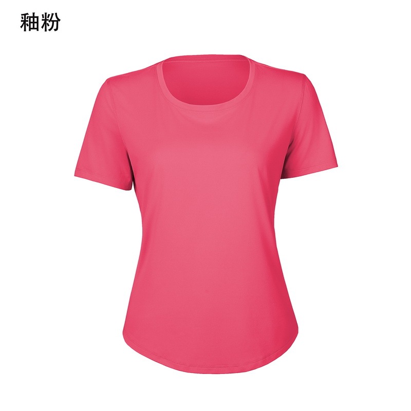 Women's Light Blue Crew Neck Short Sleeve Workout Tee, Athletic Yoga T - Shirt