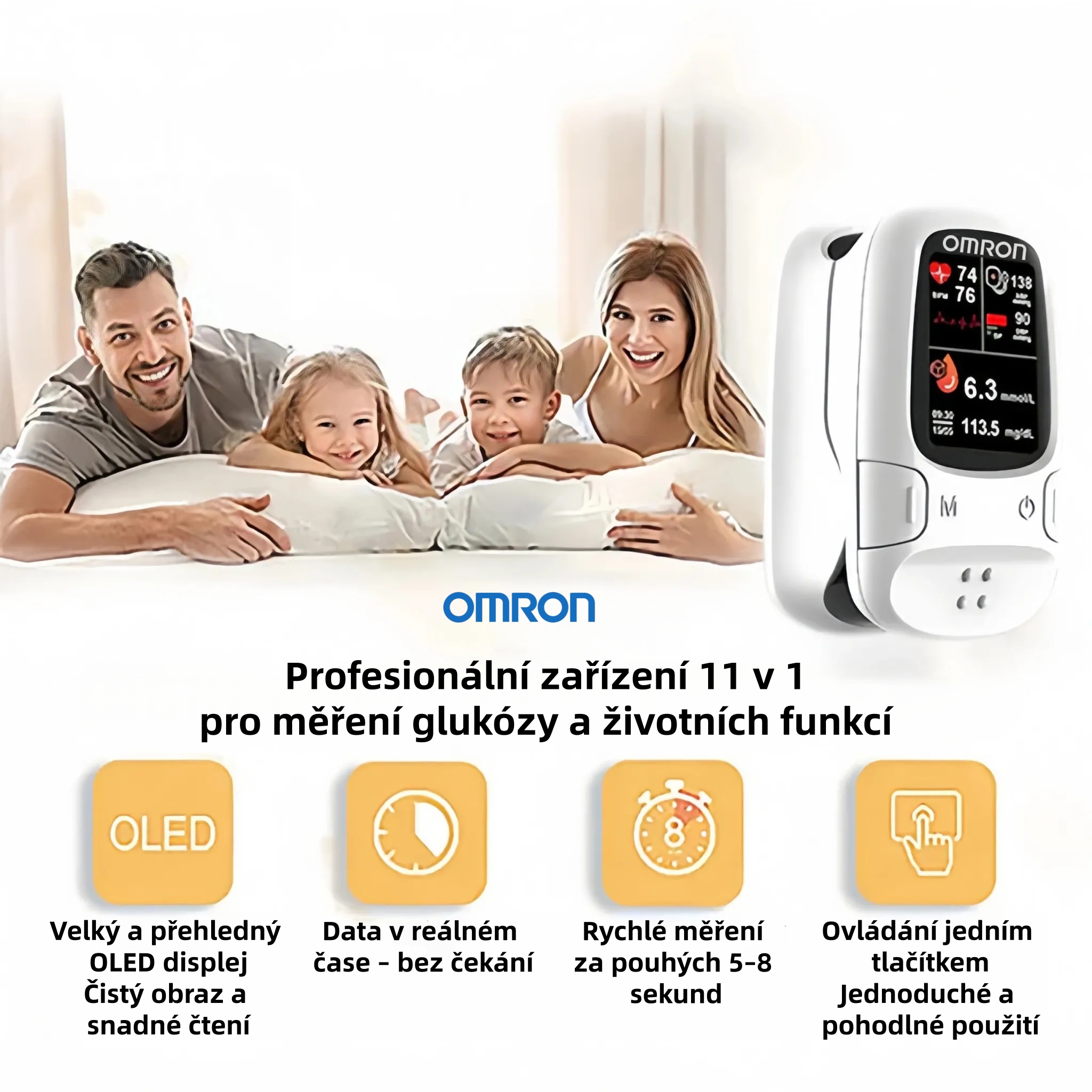 Omron™ neinvazivní chytrý glukometr – pohodlné a přesné sledování hladiny glukózy v krvi