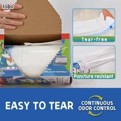 Tobo Extra-Durable Cat Litter Box Liners, 30 Count – 2 Mil Thick Drawstring Bags with Tie Handles & Reusable Canvas Tote – Leak-Resistant, Easy Clean-Up for Standard & Large Litter Pans