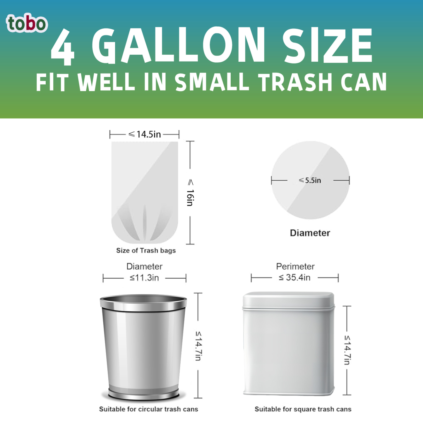 Tobo 4 Gallon Small Trash Bags – 120 Count (2 Rolls) | Lemon Scented Garbage Bags with 9-in-1 Ultimate Protection | Leak-Proof, Odor Control, Puncture Resistant