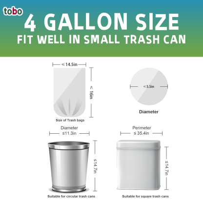 Tobo 4 Gallon Small Trash Bags – 120 Count (2 Rolls) | Lemon Scented Garbage Bags with 9-in-1 Ultimate Protection | Leak-Proof, Odor Control, Puncture Resistant