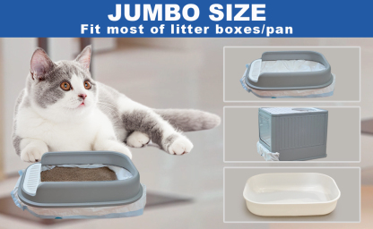 Tobo Cat Litter Box Liners with Drawstring – 30 Count | Durable, Leakproof, Rip-Resistant Bags | 3ft x 18in, 2MIL Thickness | Fits Most Litter Boxes