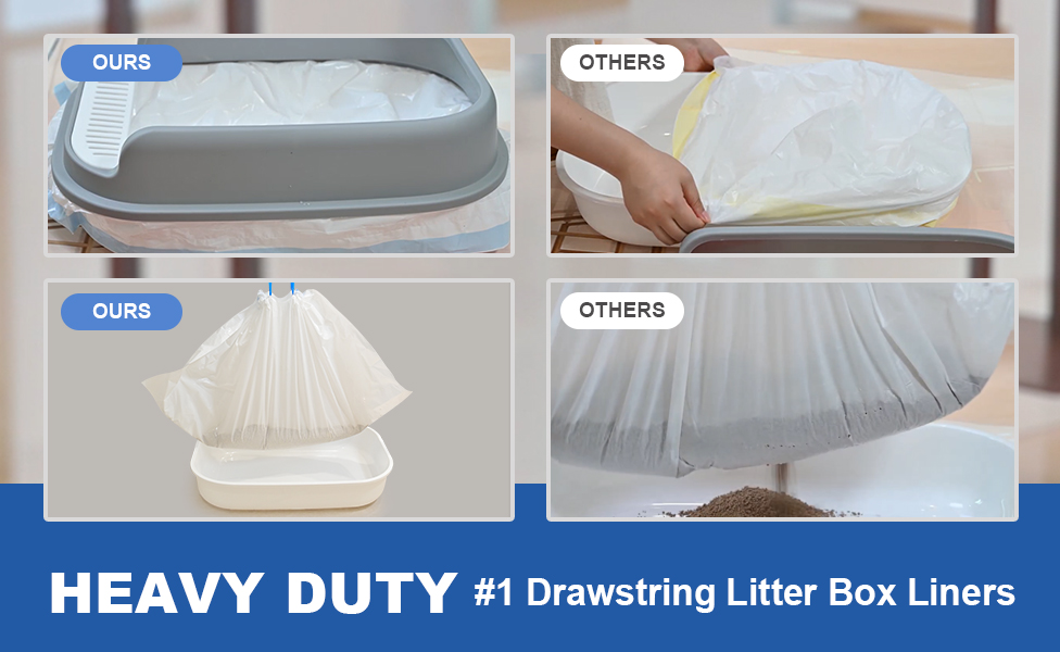 Tobo Cat Litter Box Liners with Drawstring – 30 Count | Durable, Leakproof, Rip-Resistant Bags | 3ft x 18in, 2MIL Thickness | Fits Most Litter Boxes