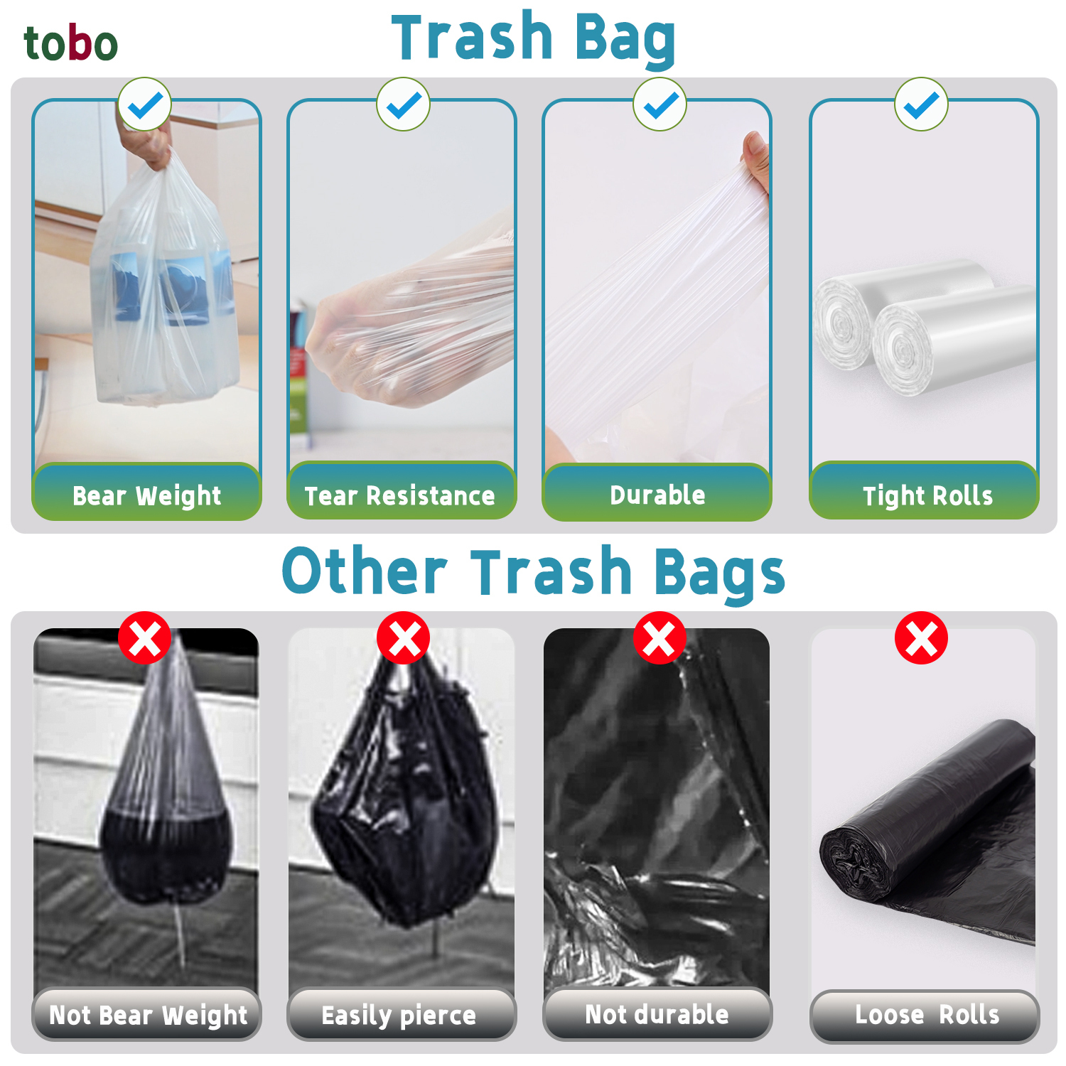 Tobo 4 Gallon Small Trash Bags – 120 Count (2 Rolls) | Lemon Scented Garbage Bags with 9-in-1 Ultimate Protection | Leak-Proof, Odor Control, Puncture Resistant