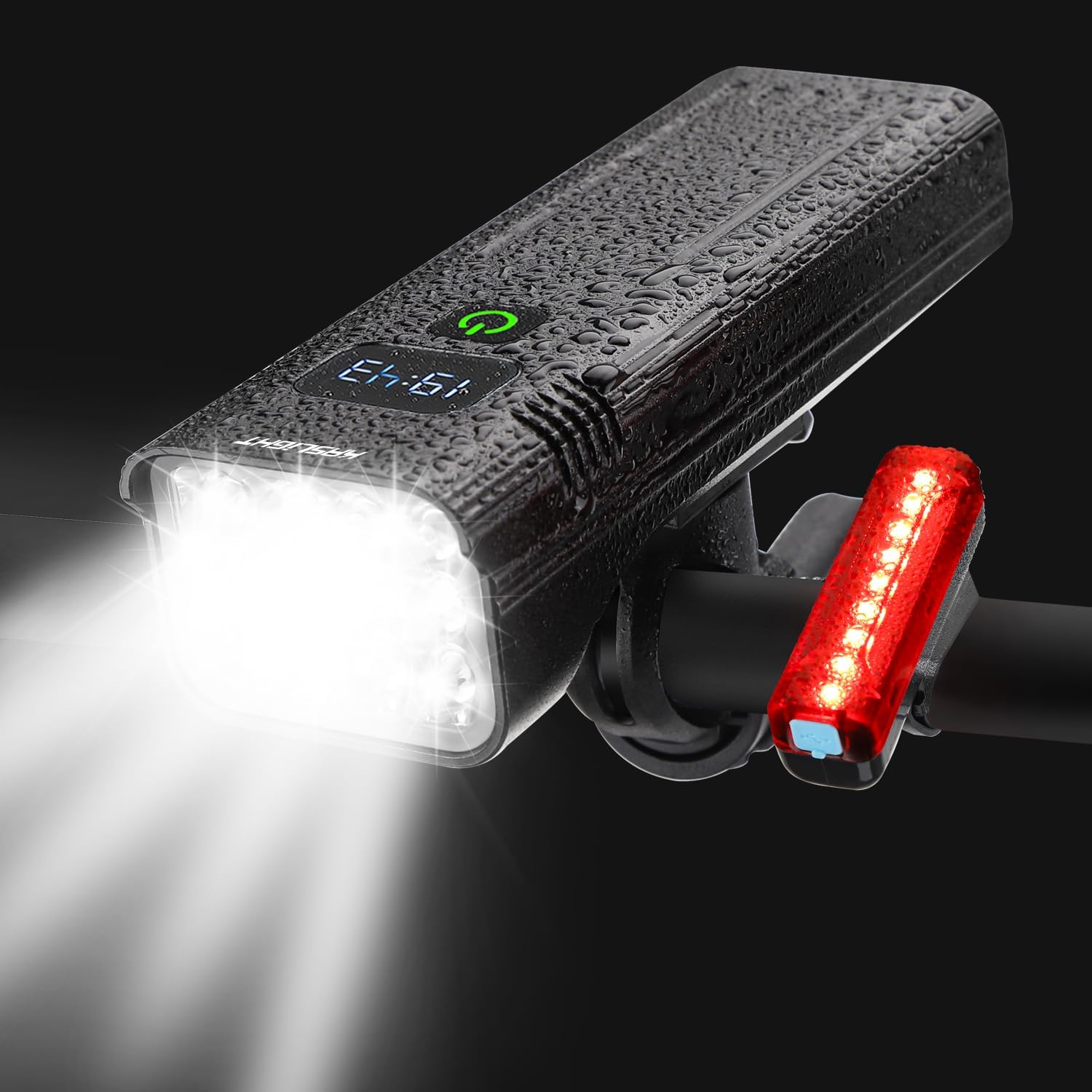 Světlo na kolo, Noční světlo na kolo, Přední LED světlo na kolo s výkonem 10 000 lumenů, Dobíjecí přední světlo na kolo, Přední a zadní jasná světla na kolo s dálkovým a potkávacím světlem, Zadní světlo zdarma