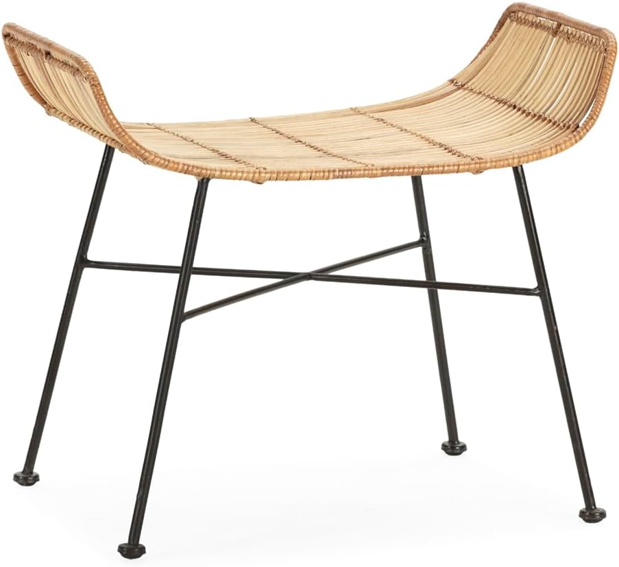 STOLIČKA 61X41X52 ČERNÝ KOV/PŘÍRODNÍ PROUTÍ