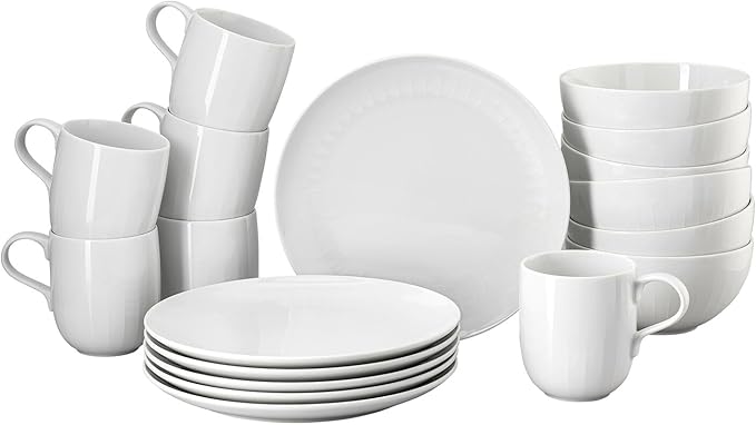  bílá, 18dílná porcelánová sada, talíře, misky, hrnek s uchem, 0,42 l, lehký a přírodní vzhled, moderní a městský tón, vhodný do myčky a mikrovlnné trouby 4 321,81CZK 