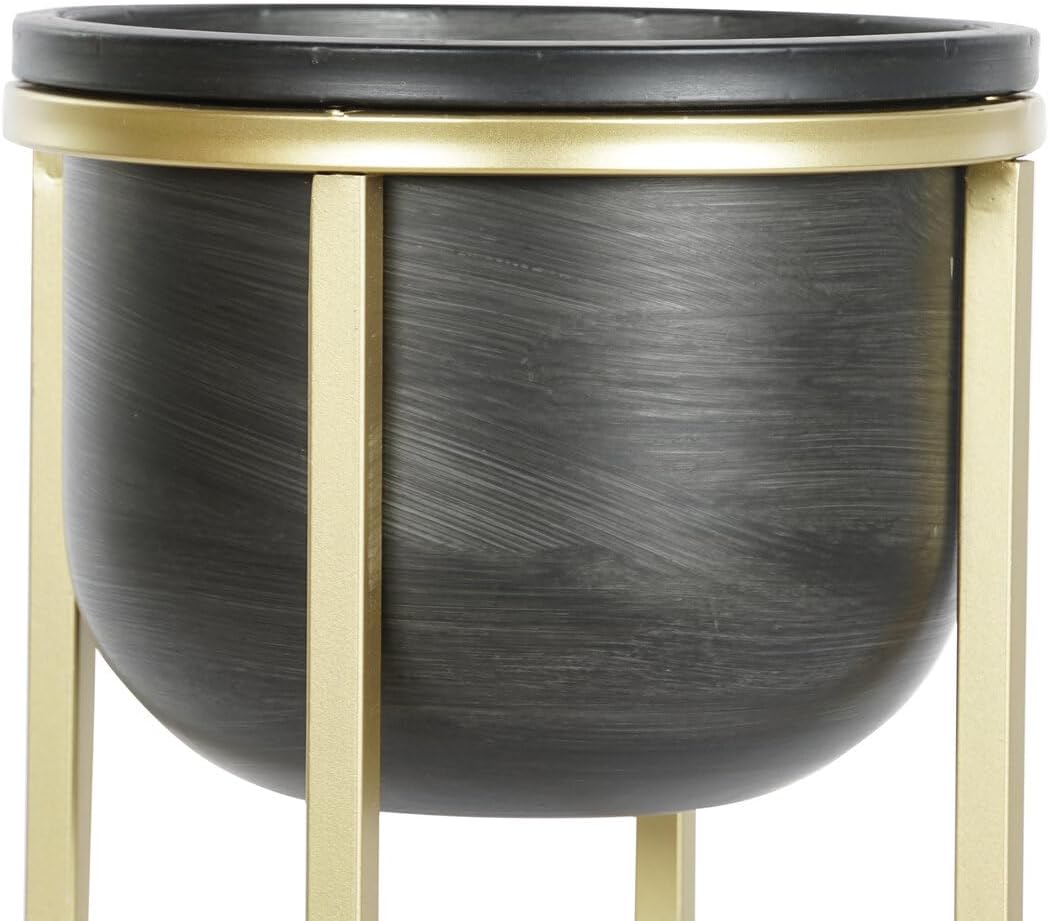 SADA 2 KOVOVÝCH KVĚTINÁČŮ 28X28X65 ČERNÉ