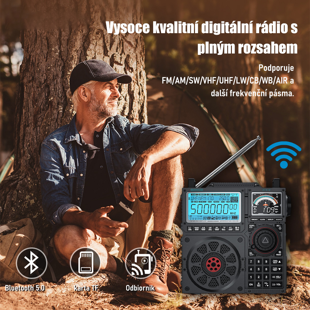 RF919 SSB Full Band krátkovlnná vysílačka s NOAA Weather Band, AM SW VHF UHF AIR CB WB a SSB přijímačem
