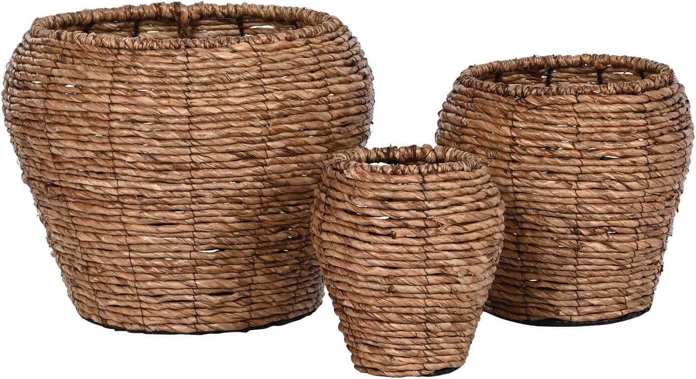 SADA 3 KVĚTINÁČŮ Z KOVOVÝCH VLÁKEN 41X41X32 PŘÍRODNÍ HNĚDÁ