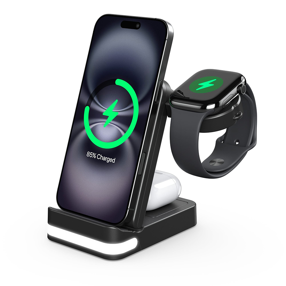 3-in-1 Wireless Charger For Watch Earphones 15W Fast Charging MultiDevice Compatible Charging Station Universal Wireless Charger-kzctec