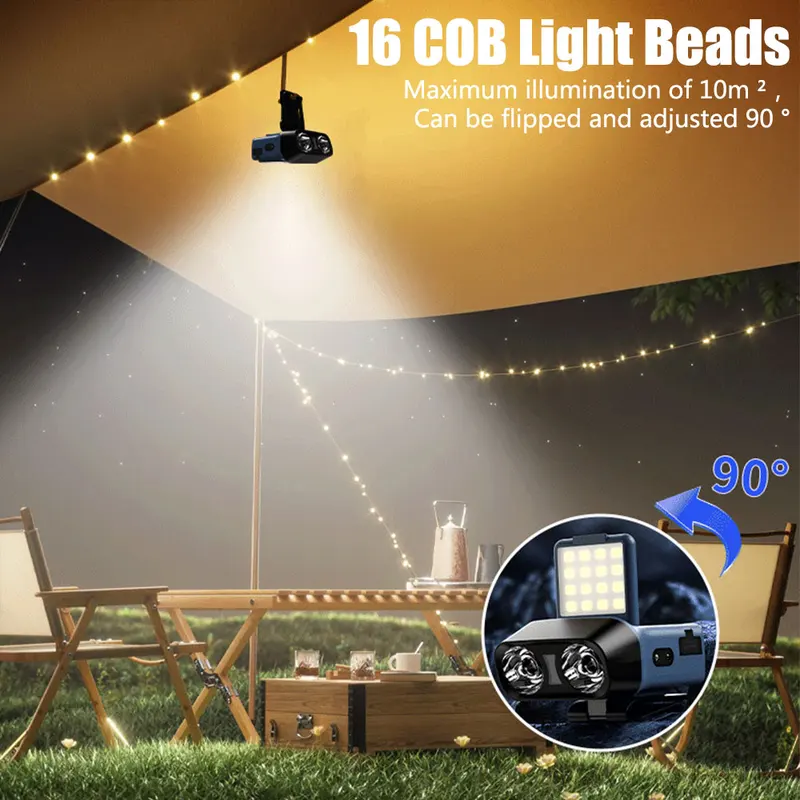 New design Cap Clip Light USB Oudoor Rechargeable Sensor COB LED Headlamp