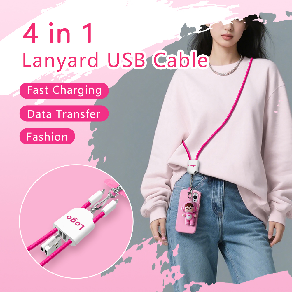 Portable Lanyard Type C to C to Lighting Cable PD Fast Charge Data Cables Iphone Charging Cable