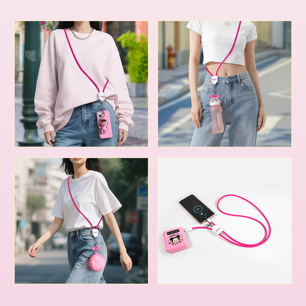 Portable Lanyard Type C to C to Lighting Cable PD Fast Charge Data Cables Iphone Charging Cable