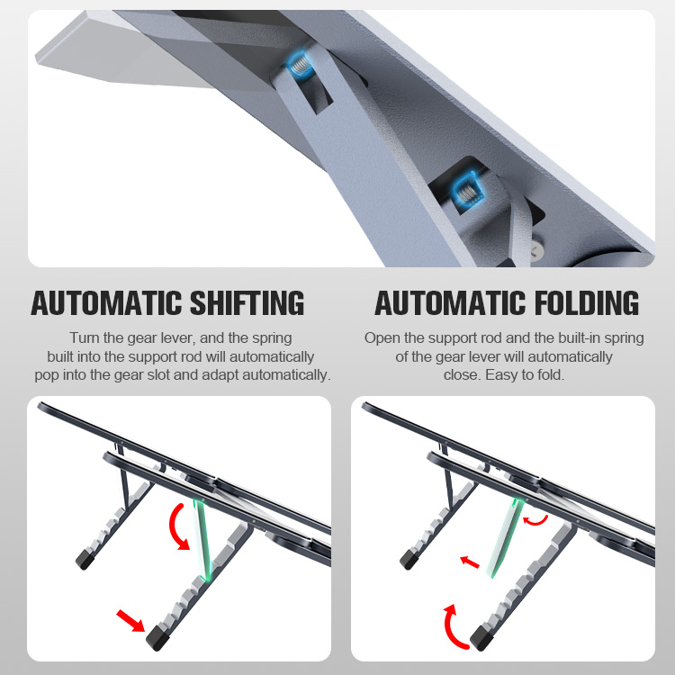 Metal Mini Foldable Laptop Stand Adjustable Angle Portable Notebook Holder for 10-17 Inch Laptops Ideal for Home Office Travel-kzctec
