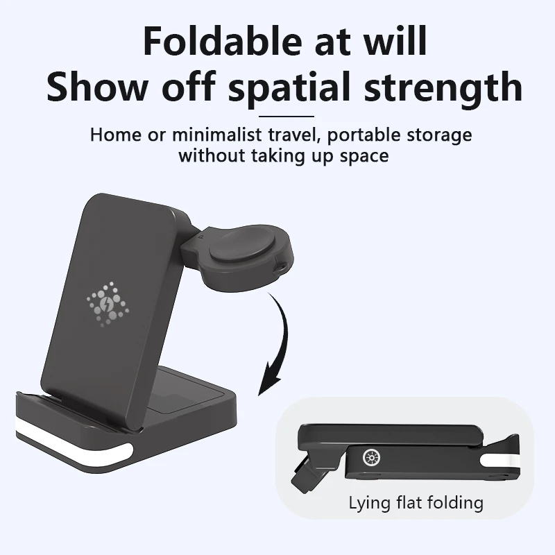 3-in-1 Wireless Charger For Watch Earphones 15W Fast Charging MultiDevice Compatible Charging Station Universal Wireless Charger-kzctec