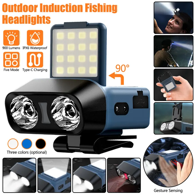 New design Cap Clip Light USB Oudoor Rechargeable Sensor COB LED Headlamp