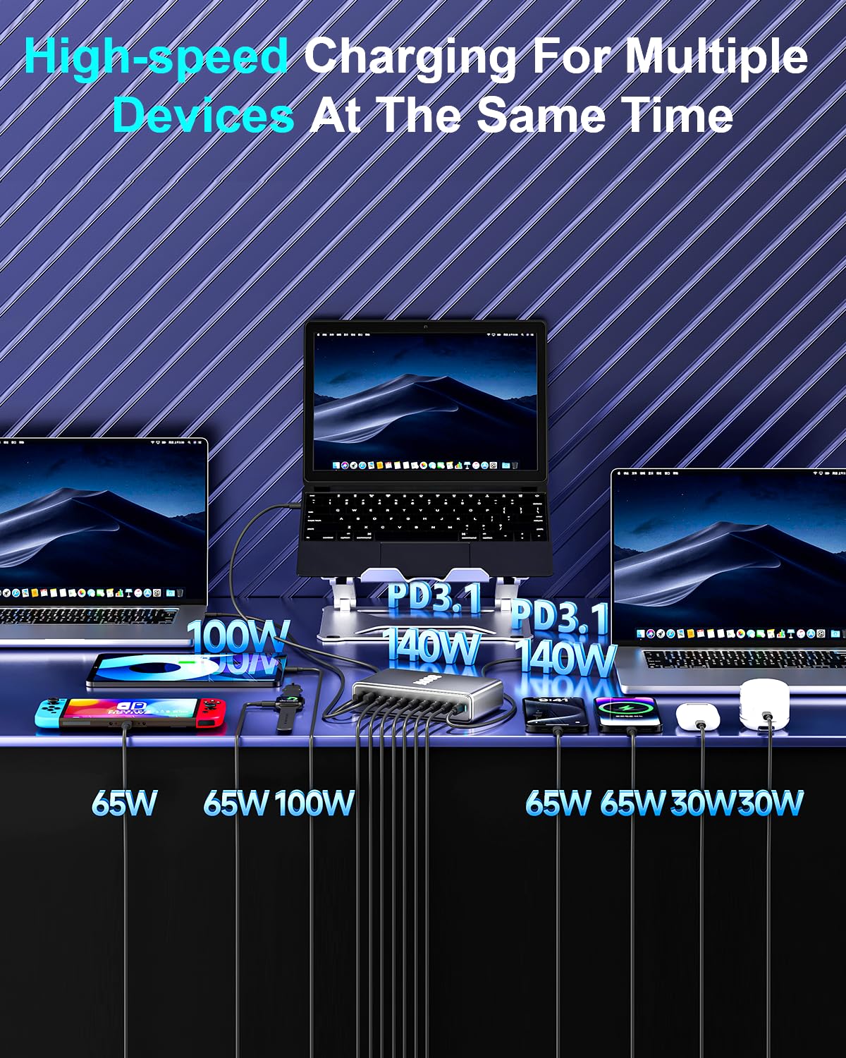 New 800W GaN USB-C Desktop Fast Charger Station for Laptops-kzctec