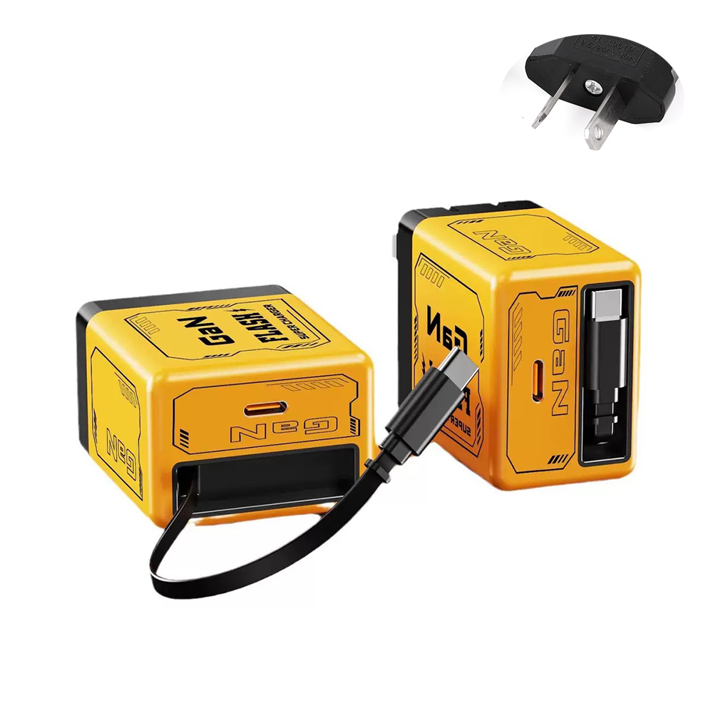 Fast 120W GaN Charger Phone USB Adapter with Retractable Type C Cable