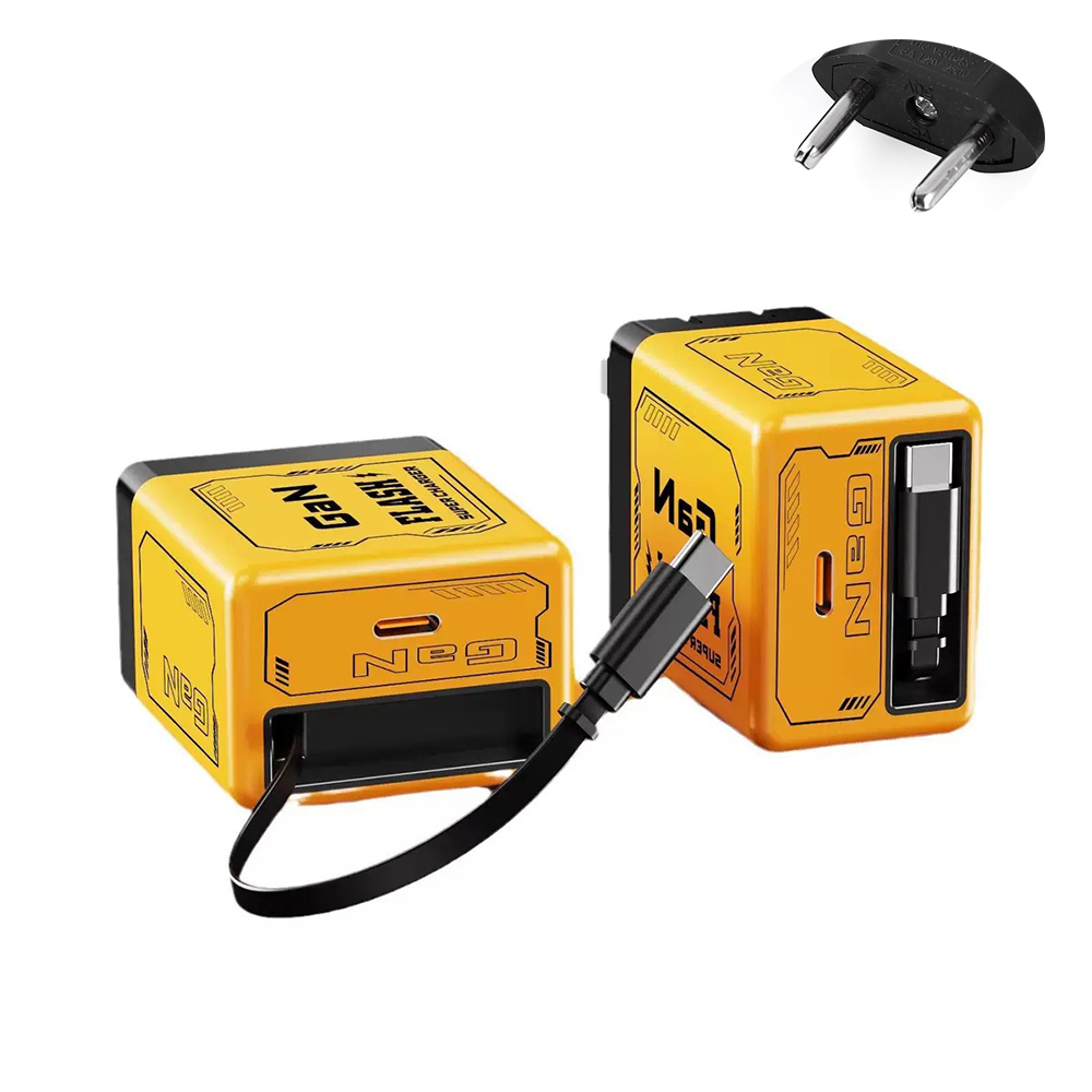 Fast 120W GaN Charger Phone USB Adapter with Retractable Type C Cable