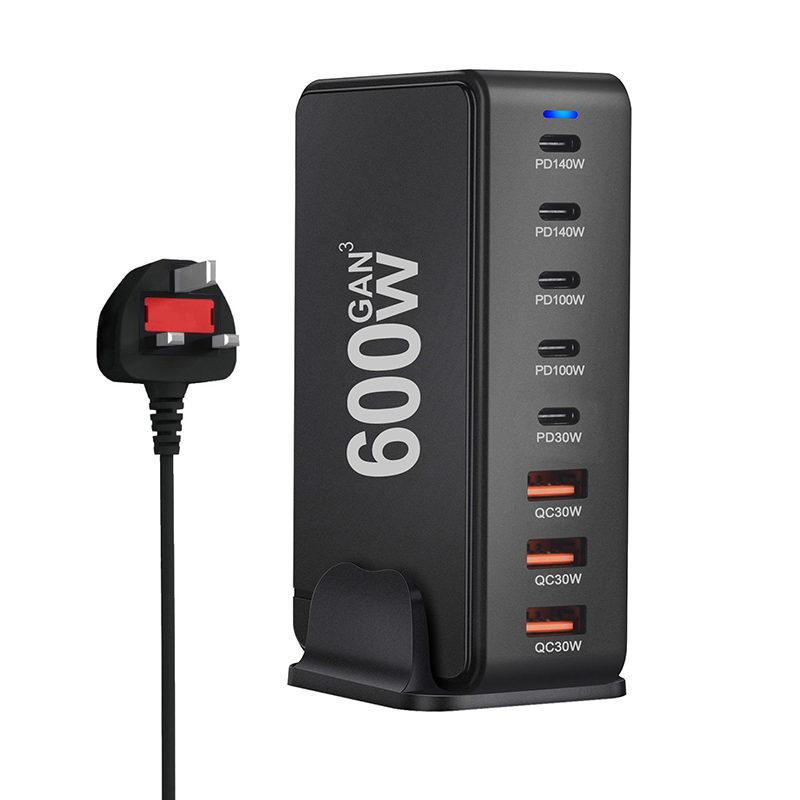 High Power 600W 8-port PD3.1 Adapter Fast Charging Station GaN USB-C Charger