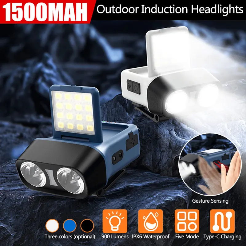 New design Cap Clip Light USB Oudoor Rechargeable Sensor COB LED Headlamp