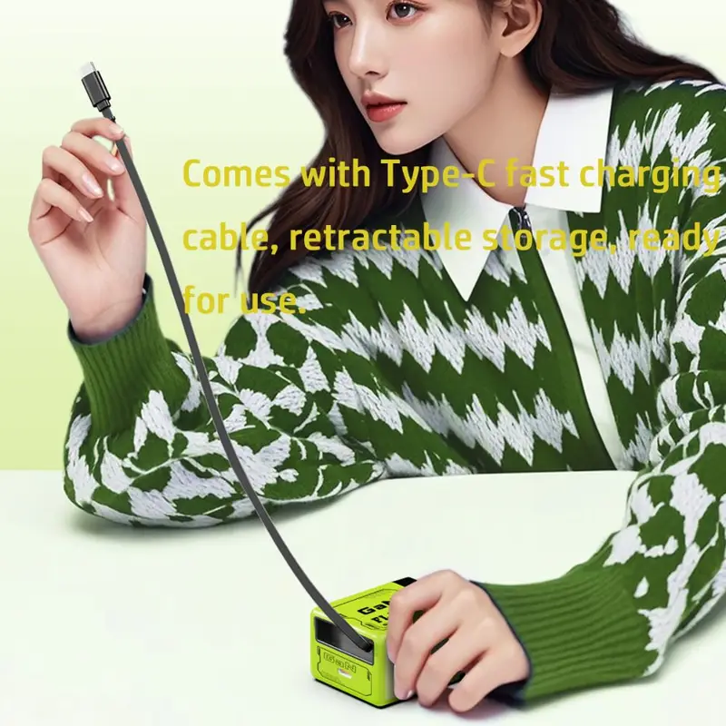 Fast 120W GaN Charger Phone USB Adapter with Retractable Type C Cable