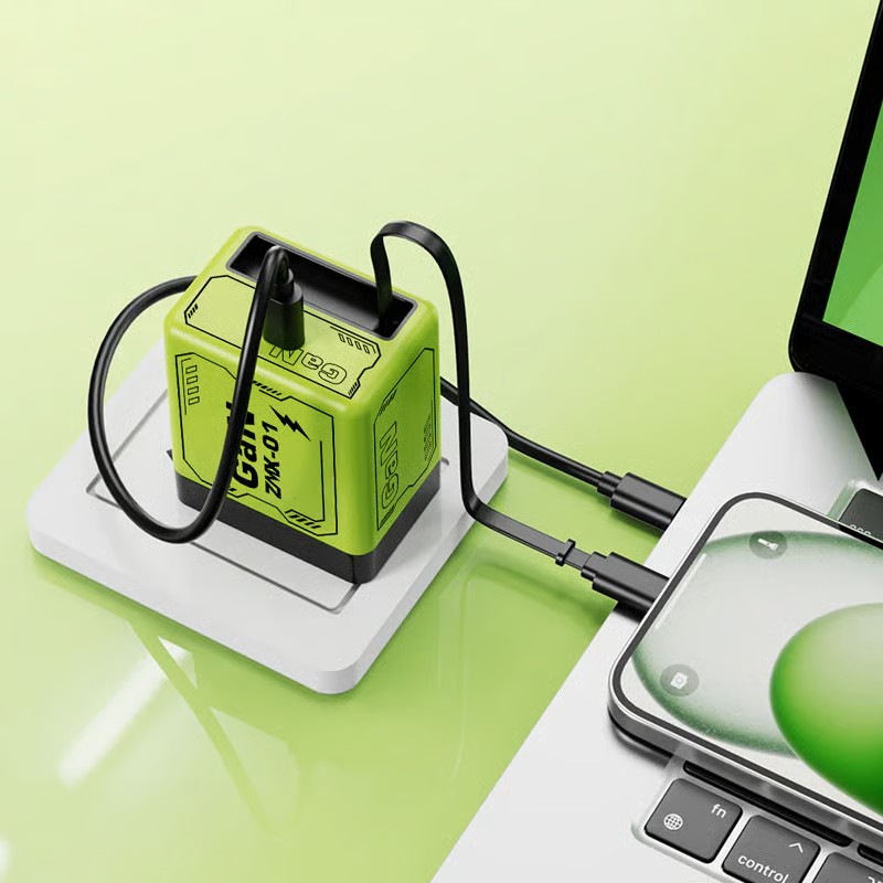 Fast 120W GaN Charger Phone USB Adapter with Retractable Type C Cable