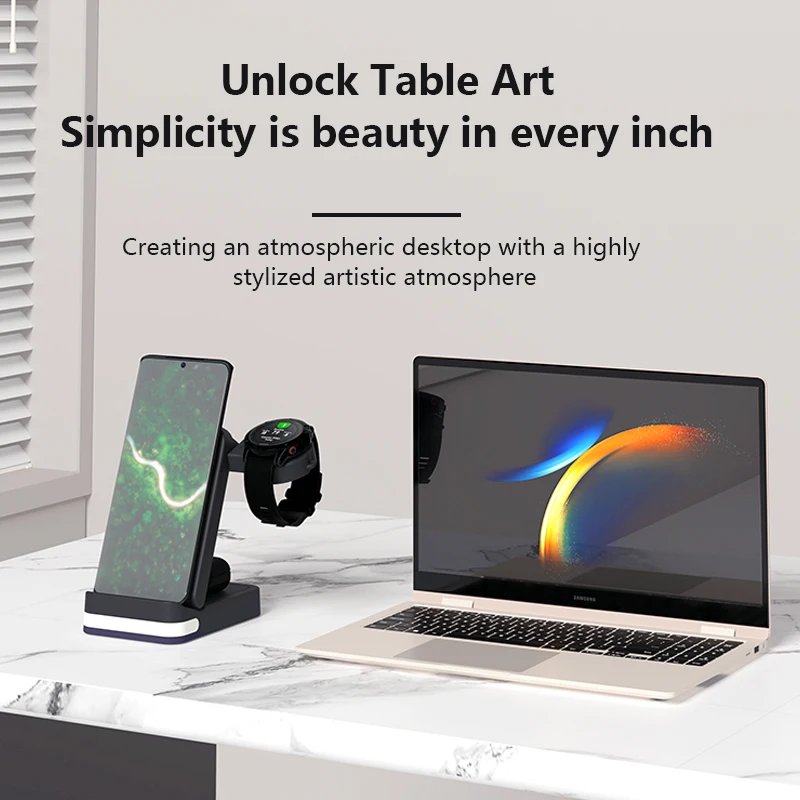 3-in-1 Wireless Charger For Watch Earphones 15W Fast Charging MultiDevice Compatible Charging Station Universal Wireless Charger-kzctec