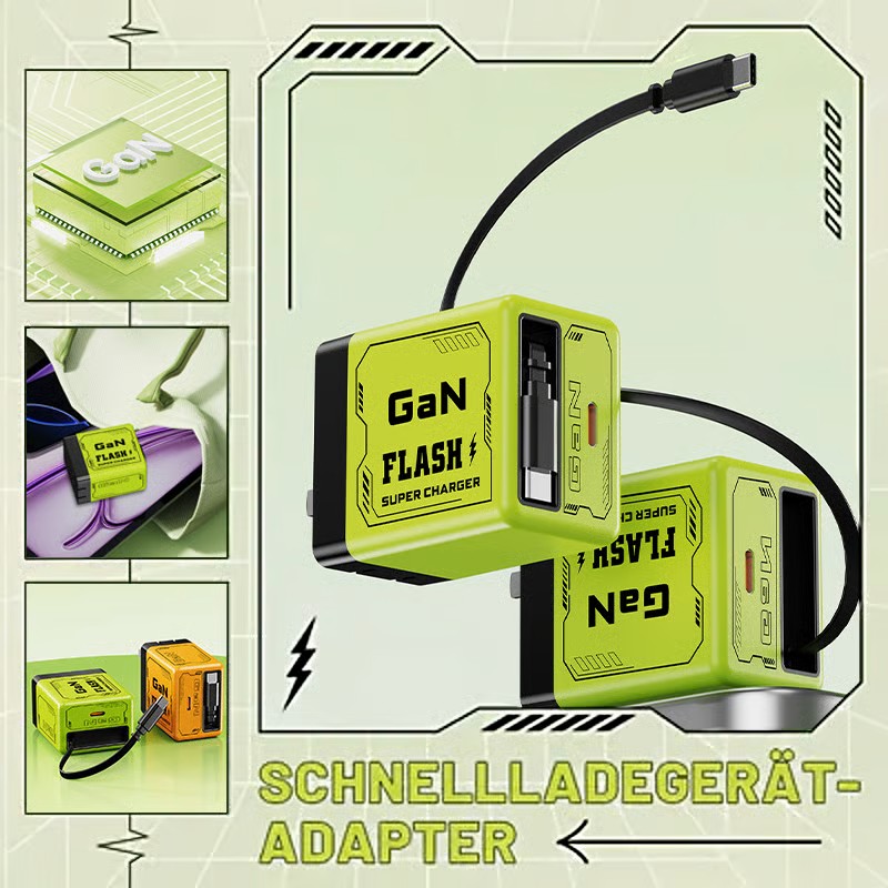 Fast 120W GaN Charger Phone USB Adapter with Retractable Type C Cable