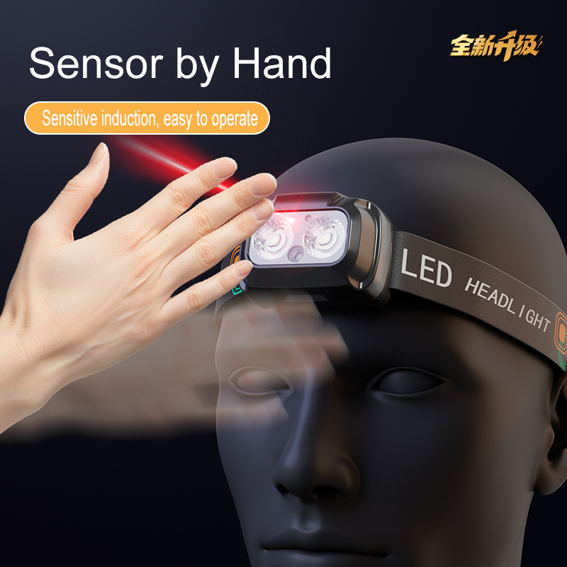 Rechargeable  Waterproof Large Battery Outdoor Sensor Headlamp