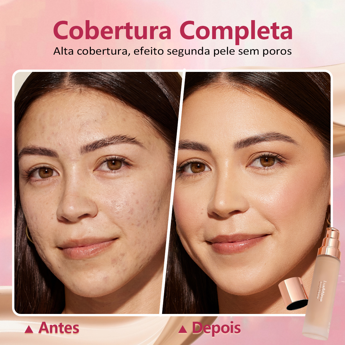 Base Líquida Lua&Neve | Várias Cores, Uniformiza Pele, Cria Base Impecável