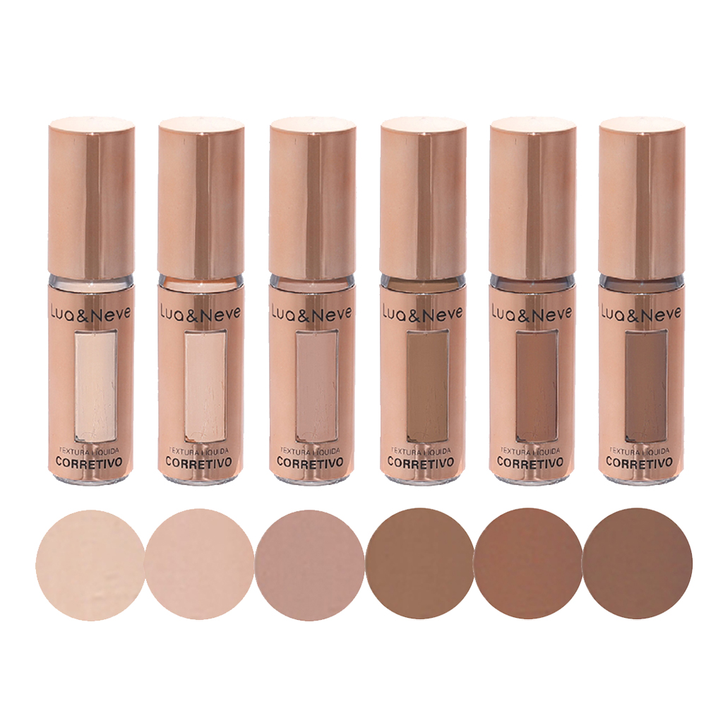 Corretivo Líquido Lua&Neve | 6 Cores para Todos os Tipos de Pele, Textura Suave, Cobre Imperfeições Precisamente