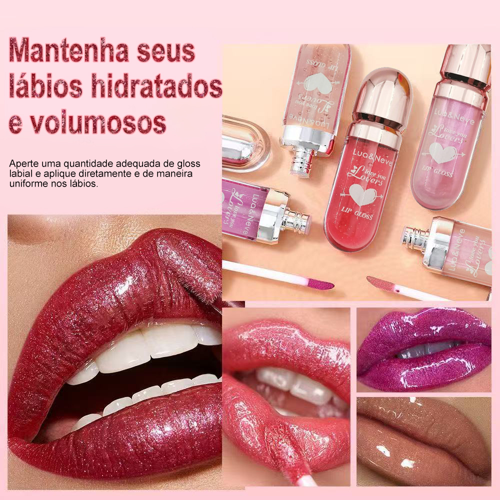 Gloss Labial Lua&Neve em Cápsula | 6 Cores Brilhantes, Criando Efeito Labios de Vidro com Volume
