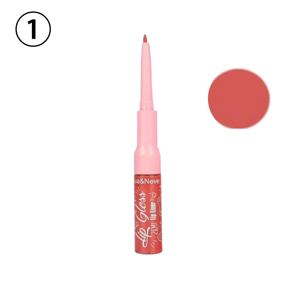 Caneta de Lip Gloss Dupla Ponta Lua&Neve | 6 Cores Intensas, Lápis Labial + Lip Gloss 2 em 1, Delimitando Forma Cheia de Lábios