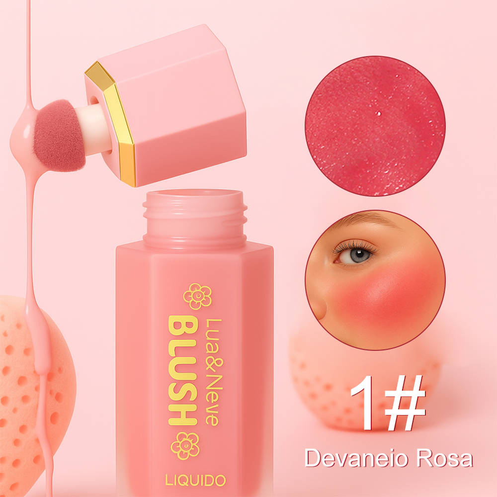 Blush Líquido Lua&Neve com Tampa de Diamante Hexagonal em Rosa | 4 Cores Disponíveis, Fusão Natural com a Pele, Criando uma Atmosfera Cheia de Energia