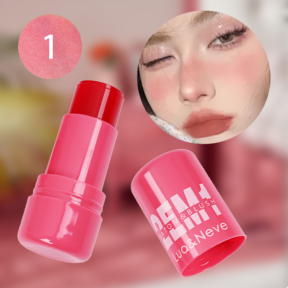 Batom e Blush 2 em 1 Lua&Neve | 3 Cores para Realçar a Pele, Mesma Cor para Lábios e Bochechas, Armação de Maquiagem Natural