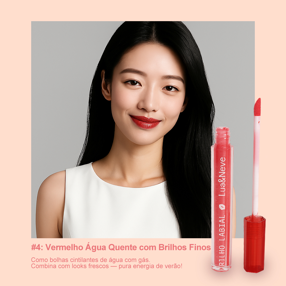 Gloss Labial Doce de Amor Lua&Neve | 6 Cores com Brilhos Finos, Hidratação e Filme Formando, Cria Lábios de Vidro Encantadores